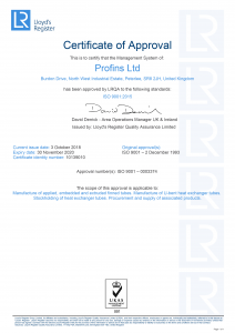 Profins ISO 9001 Certificated