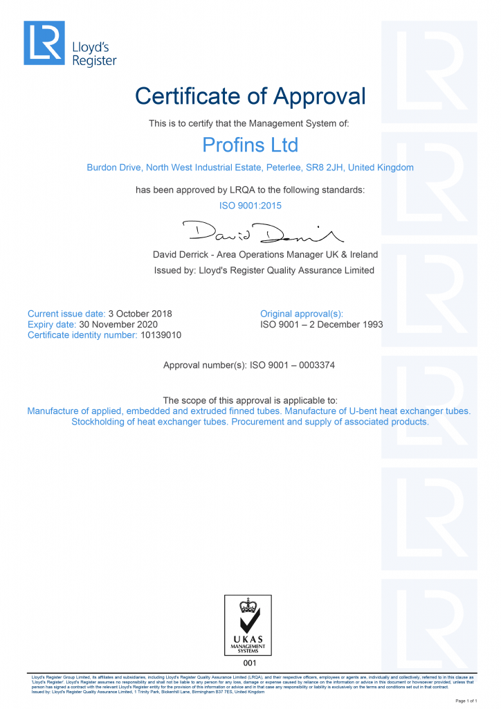 Profins ISO 9001 Certificated